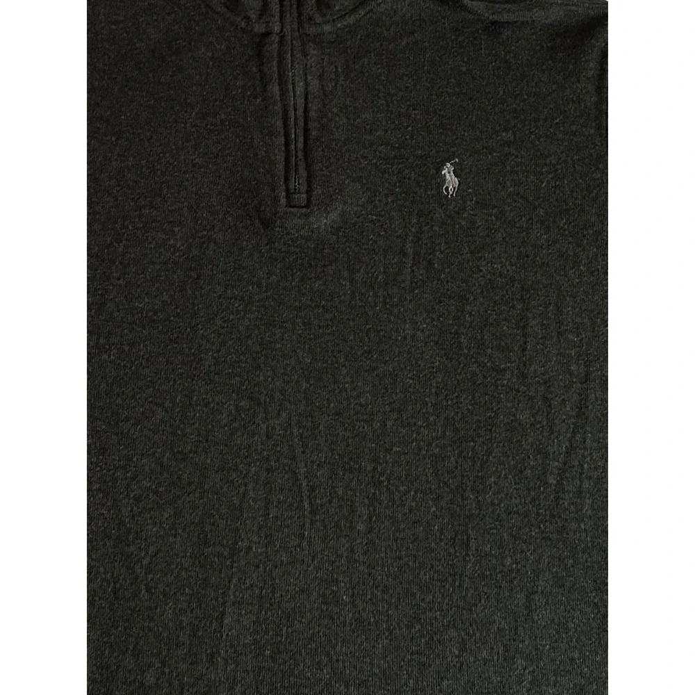 Polo Ralph Lauren Quarter Zip Mens Large Charcoal Gray Estate Rib Pullover